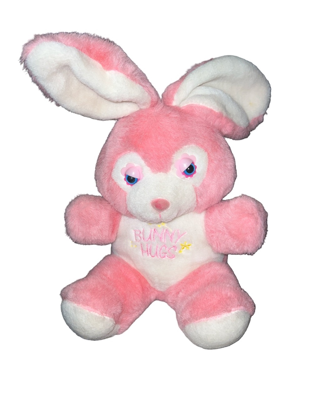 Vtg MTY International Bunny Rabbit Pink Bunny Hugs Plush Stuffed Animal 12”